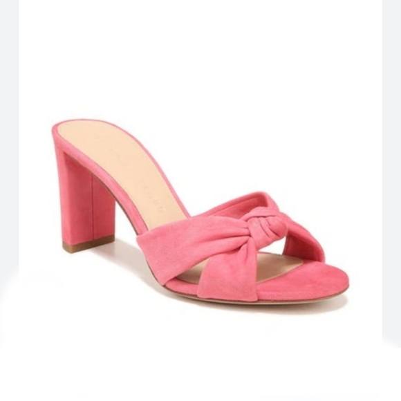 Veronica Beard Women’s Ganita Knot-Front Slides Size 9 Pink Suede Sandals - Picture 2 of 13